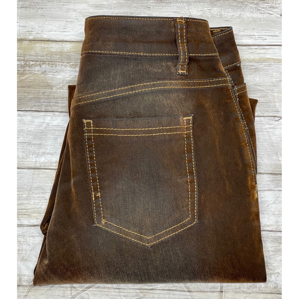 ROMWE Women's Brown‎  Flare Jeans Bell Bottoms Distressed Look size XS (U.S. 2)
